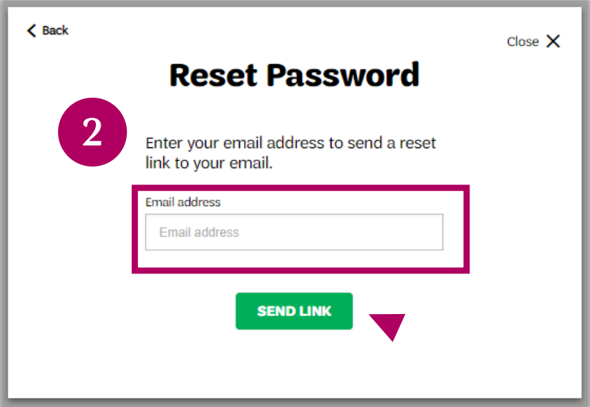 MyGS reset password screenshot