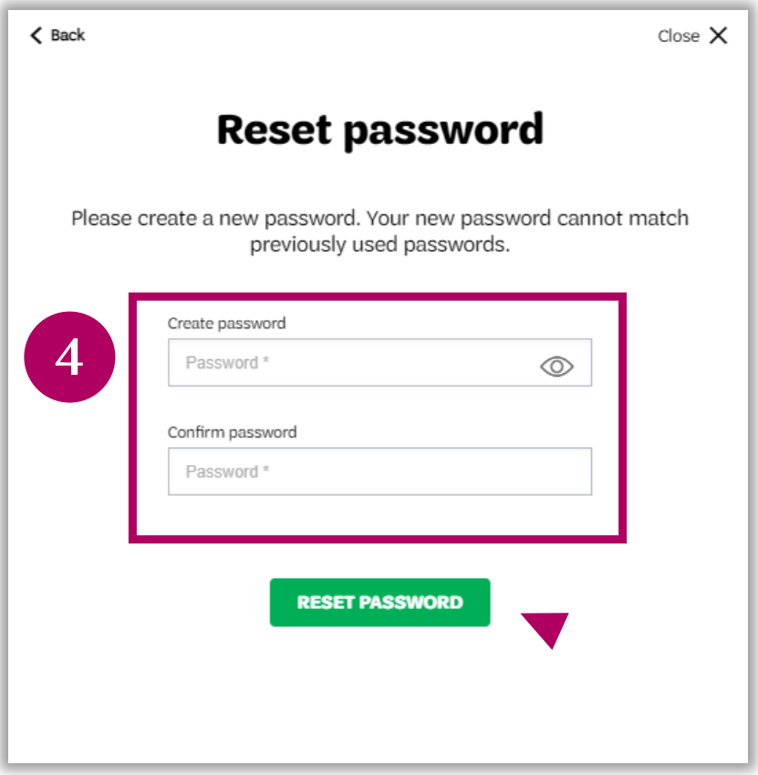 MyGS password reset screenshot