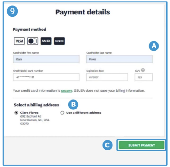 Payment details screenshot