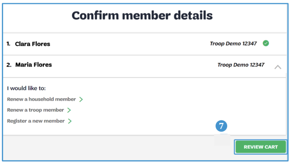 Confirm membership details screenshot