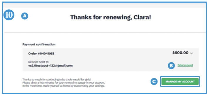 Renewal confirmation screenshot