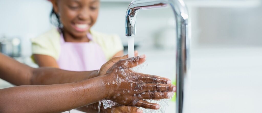 Graphic of children washing their hands