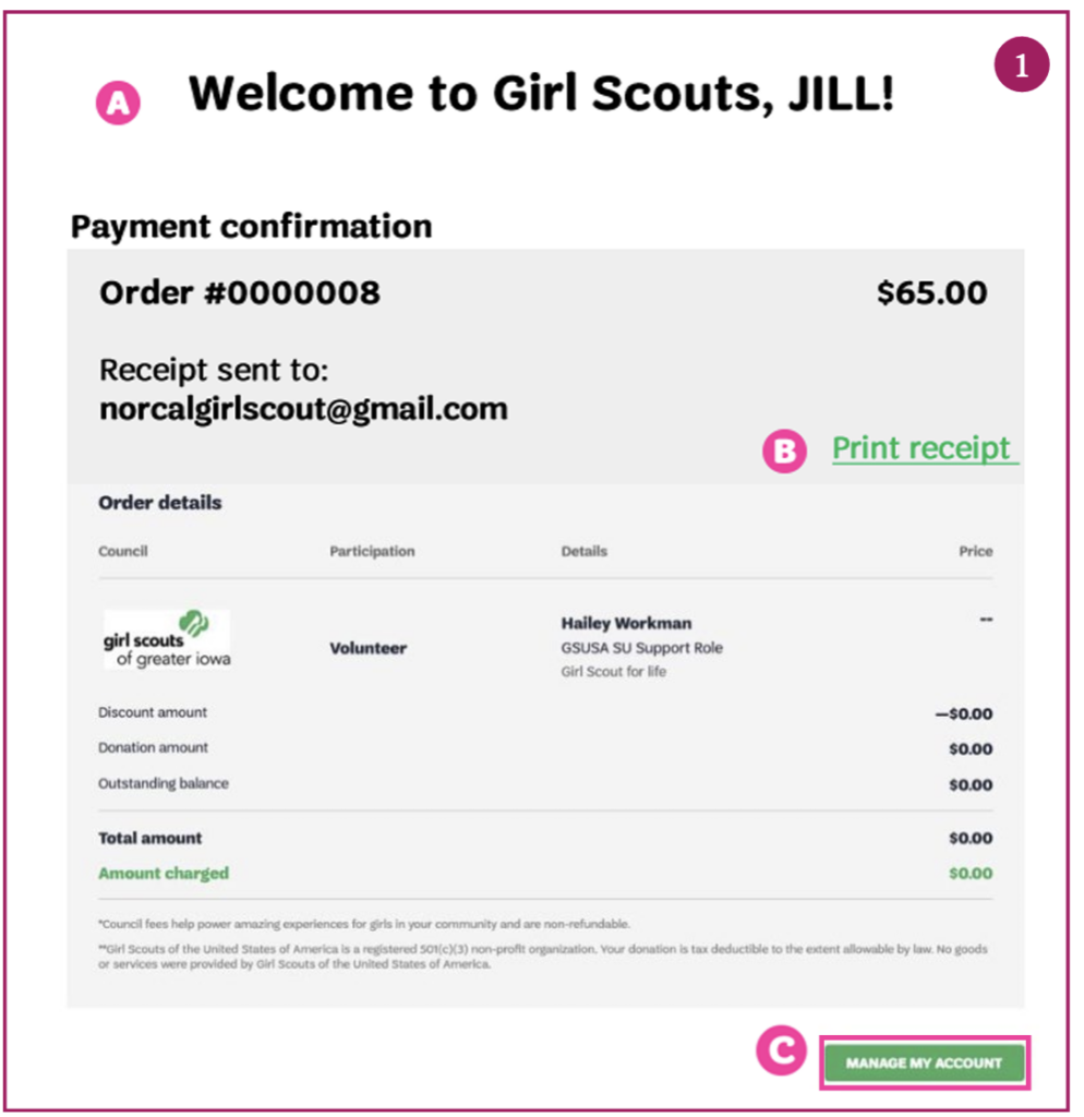 Welcome to Girl Scouts message image