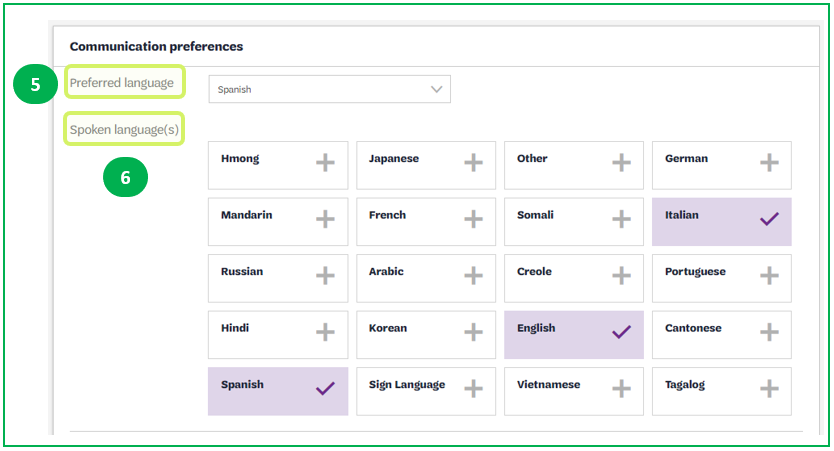 Screenshot showing the communication preferences within the profile of a MyGS account