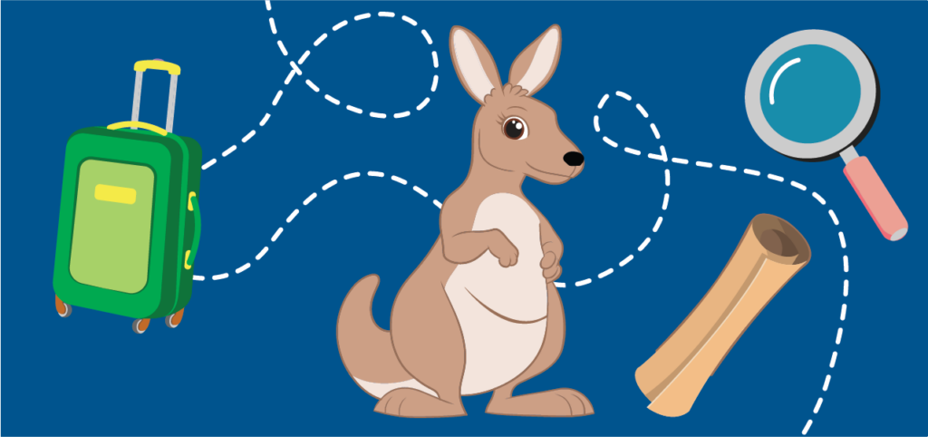 Kangaroo exploring themed clip art