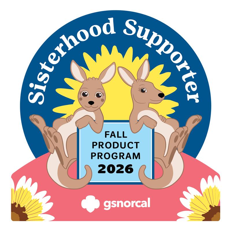 2026 Sisterhood Support Patch Girl Scouts can earn for donating to the GSNorCal Opportunity Fund